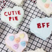 These are a great Valentine's Day treat! Conversation hearts made from Rice Krispie treats are easy and fun to make!