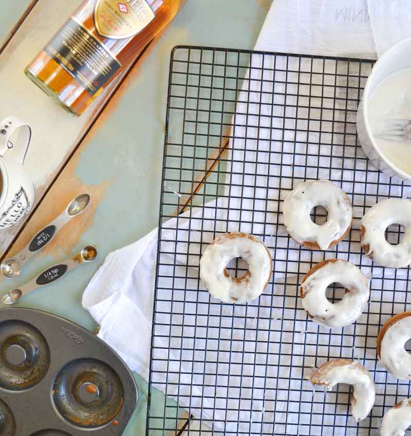 baked cake donuts with whiskey icing