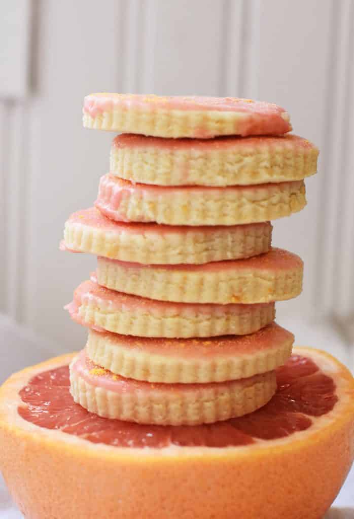 stack of grapefruit shortbread cookies