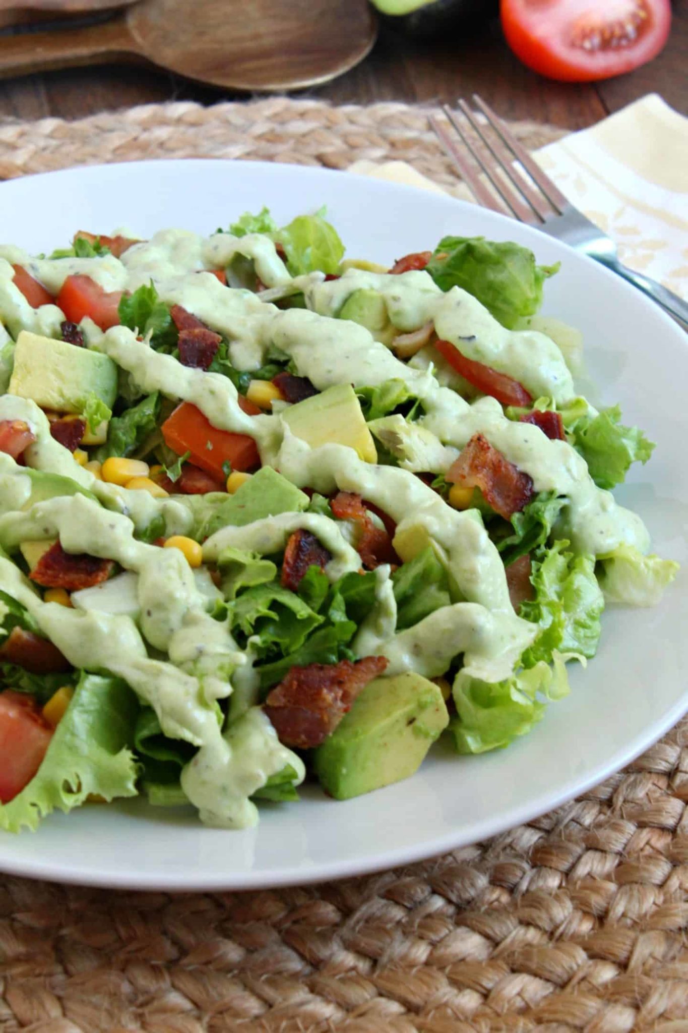 BLT Chopped salad with avocado ranch dressing