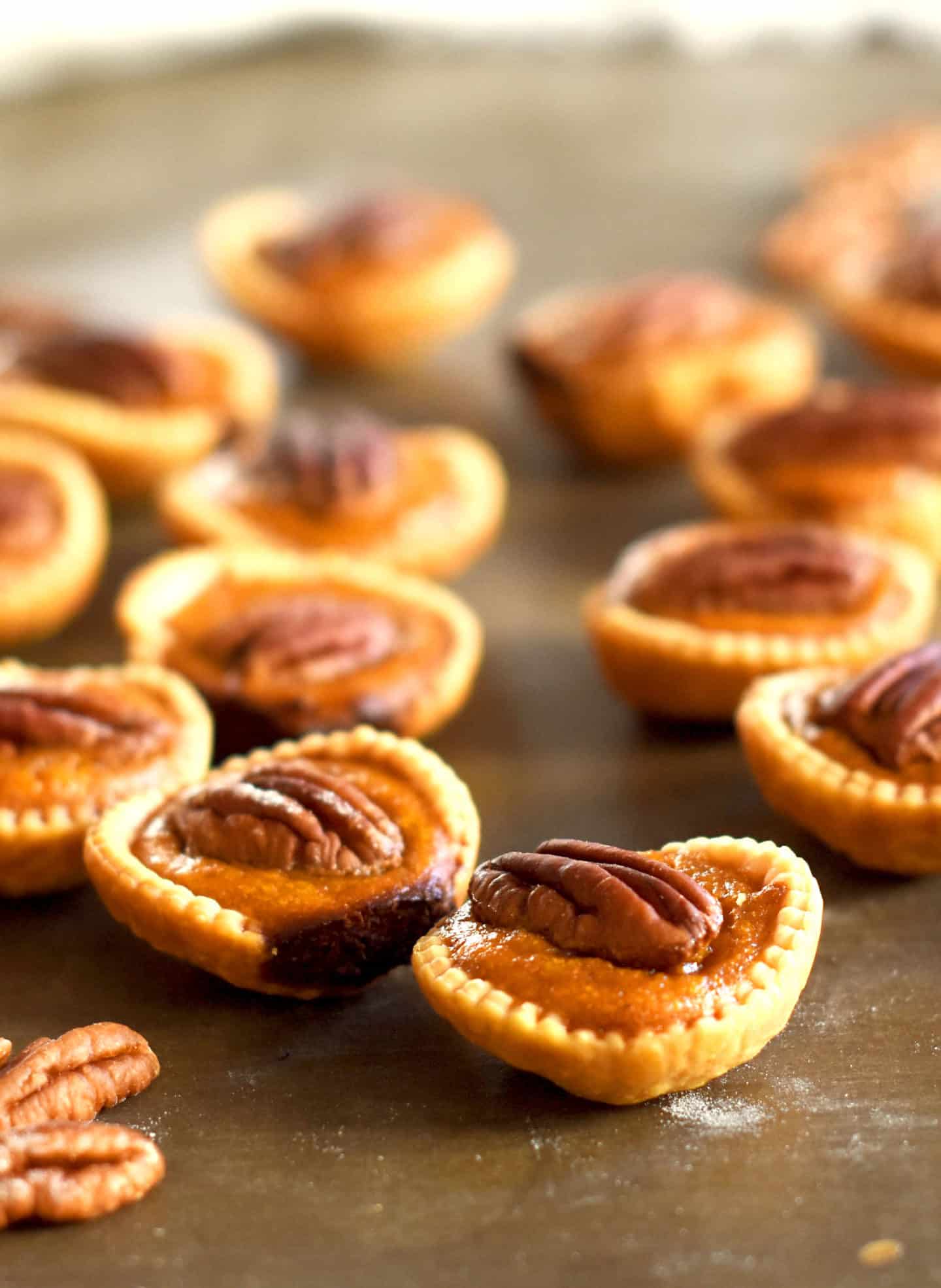 Pumpkin Pecan Pie Bites (mini pumpkin pie with pecan)