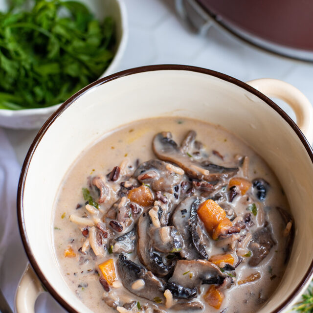 Wild Rice + Mushroom Soup (with coconut milk)