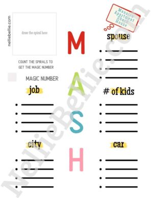 MASH GAME Mansion Apartment Shack House Free Printable   MASH Watermark 300x388 