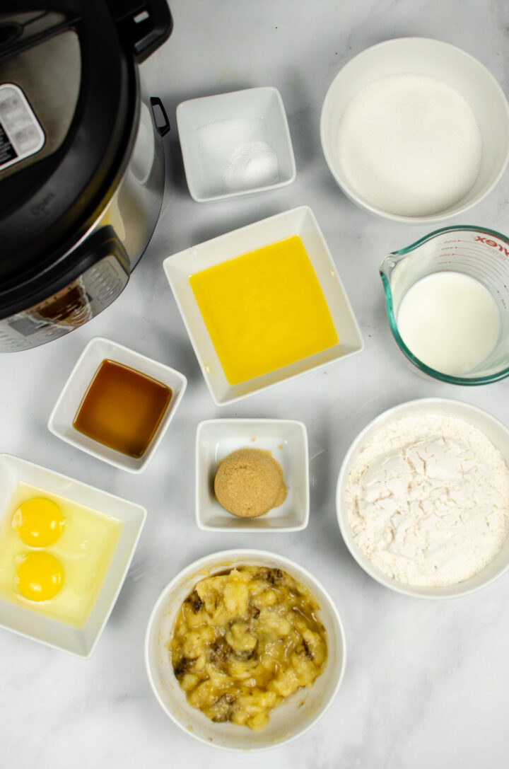 Ingredients for Instant Pot Banana Bread in a jar