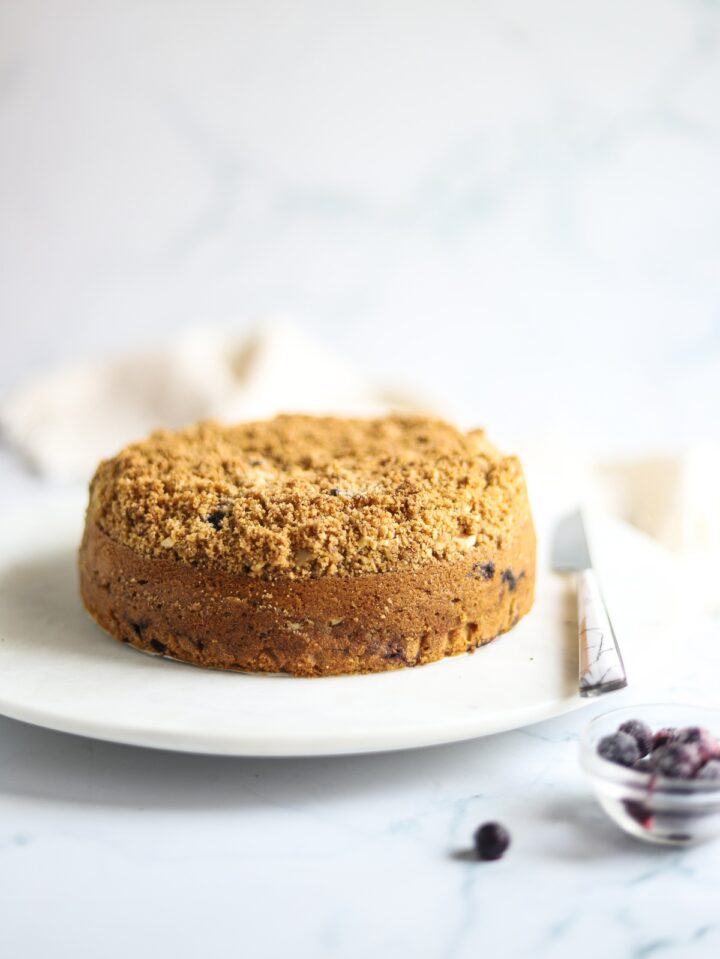 single layer of old-fashioned blueberry cake