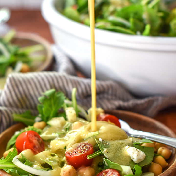 Easy Chickpea Arugula Salad With Creamy Tahini Dressing ⋆ Nelliebellie 6094