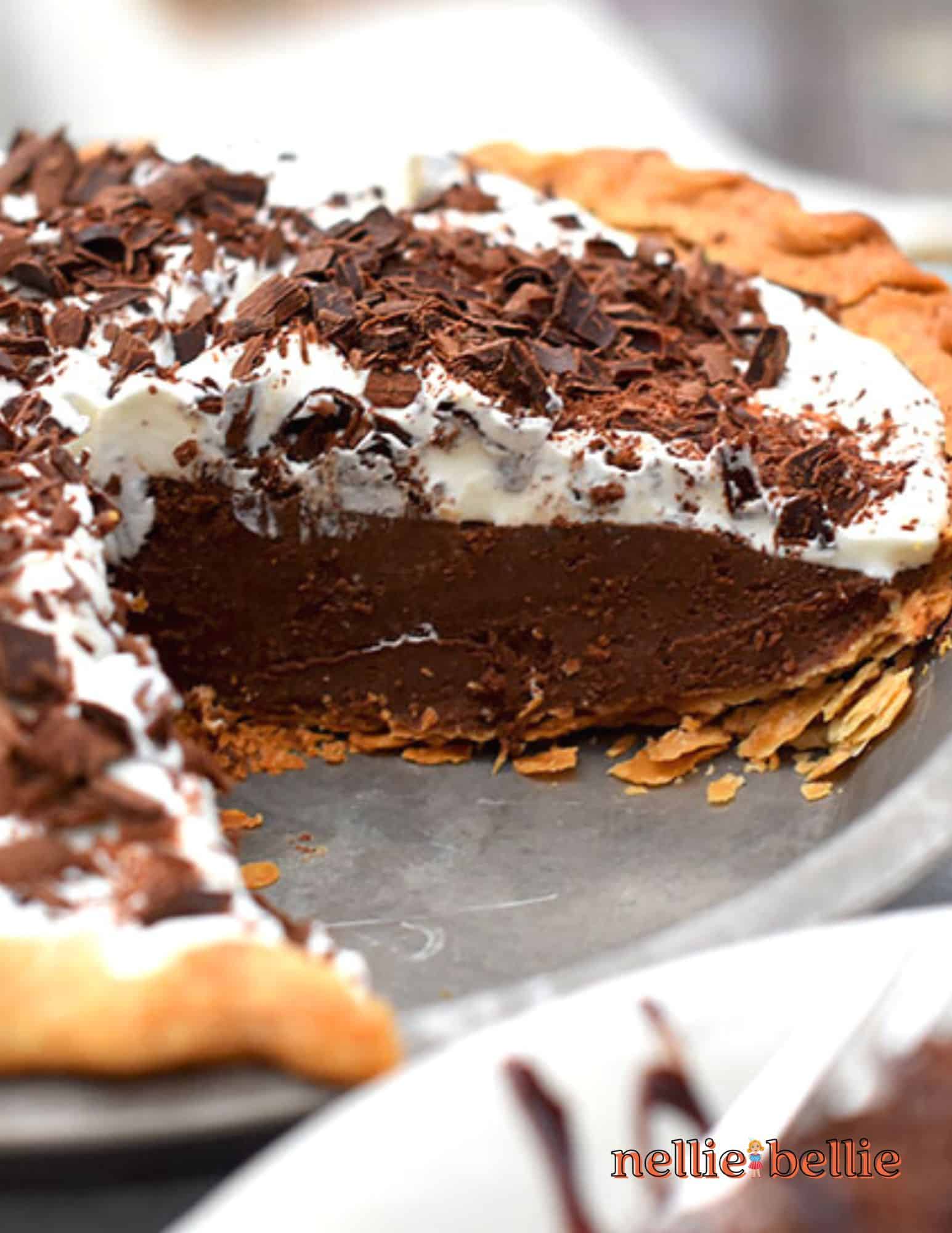 Dark Chocolate Satin Pie (a dark chocolate french silk pie recipe)