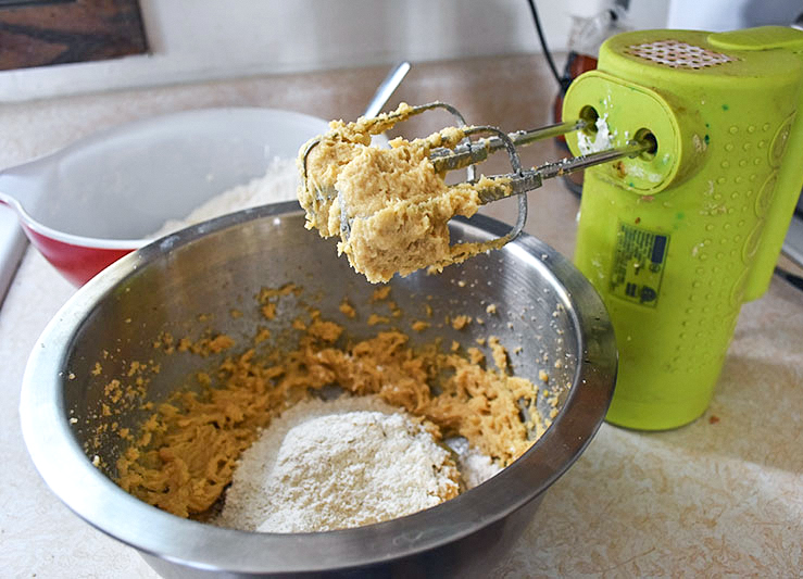 mixing up ginger cookies