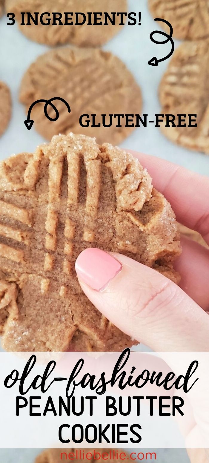 These 3 ingredient peanut butter cookies are so easy to make! Soft, old-fashioned flavor that is gluten-free. So good! #cookies #peanutbutter #3ingredient #easy