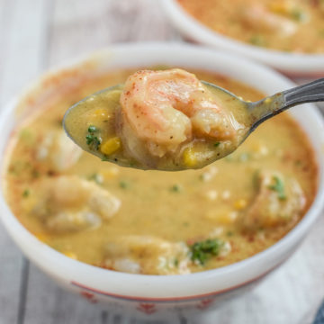 bowl of shrimp and corn chowder