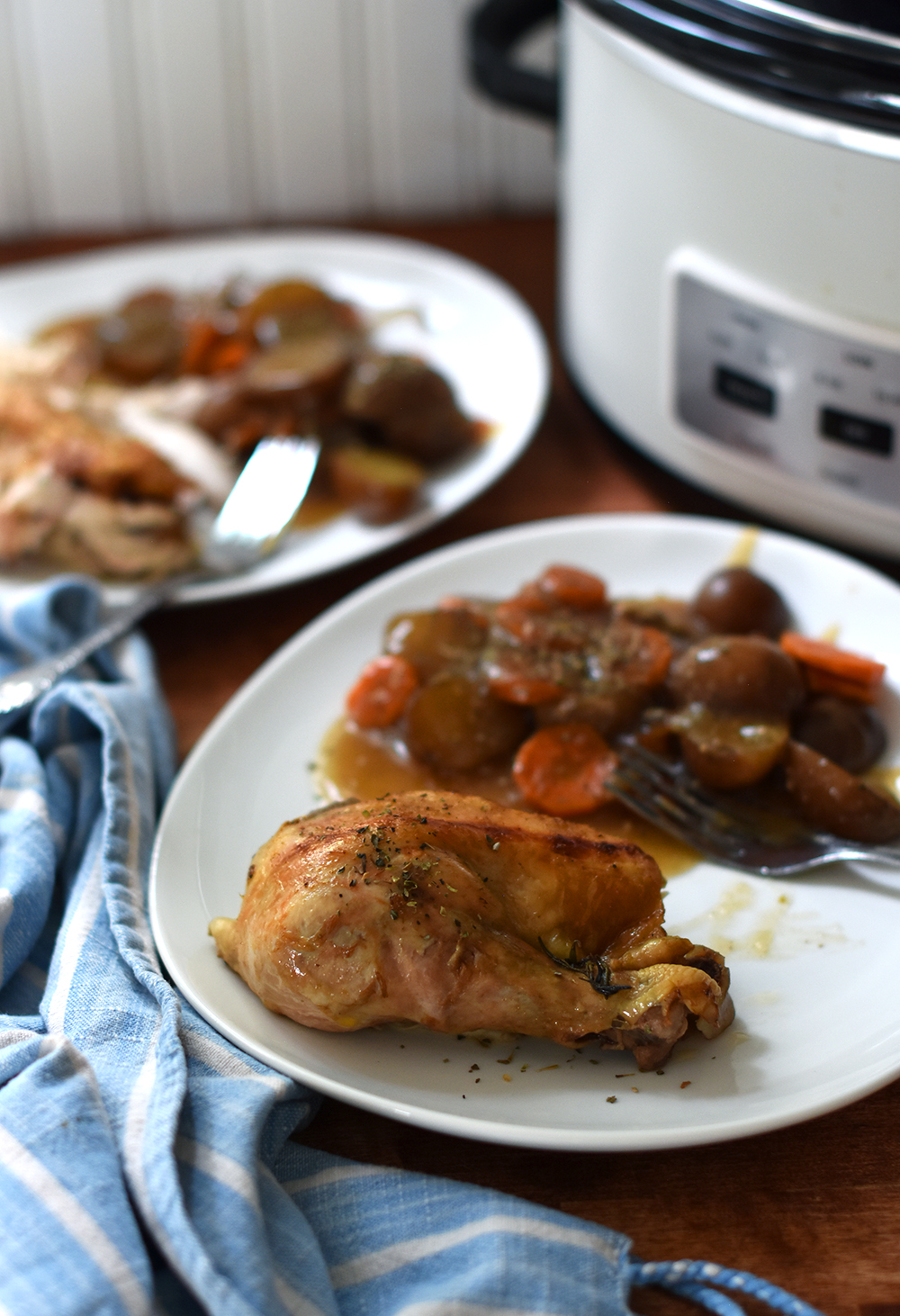 slow cooker chicken on a plate