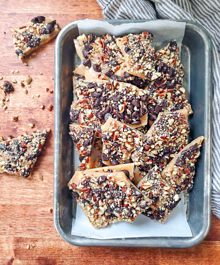 Pan of homemade toffee