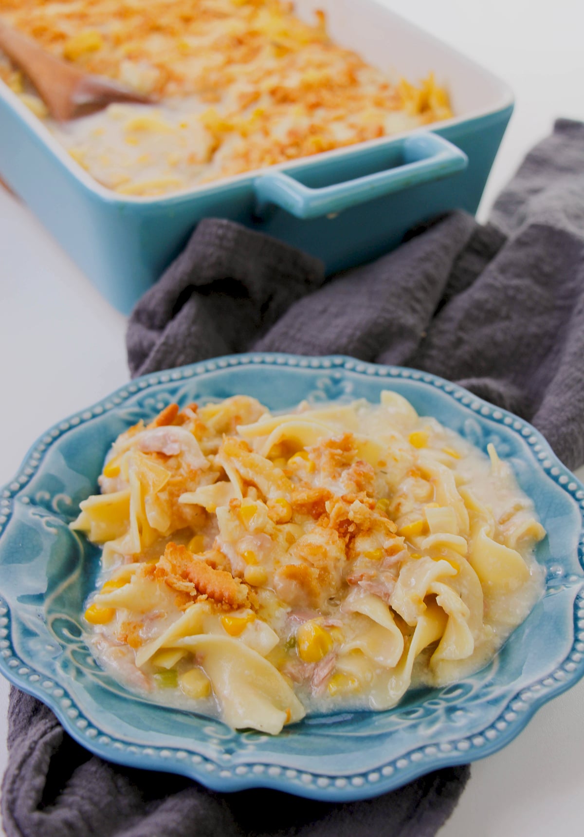 Easy Crockpot Tuna Noodle Casserole with Egg Noodles